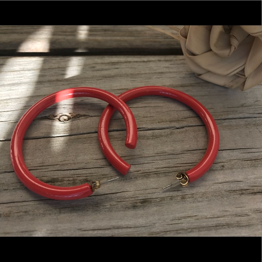 Red orange hoop earrings 🎯🚨SOLD🚨🚨🎯no longer available!